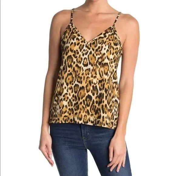 Abound Printed Camisole Tank Top XXS Spaghetti Strap Lined Tan Leopard NWT B38 - Picture 1 of 5